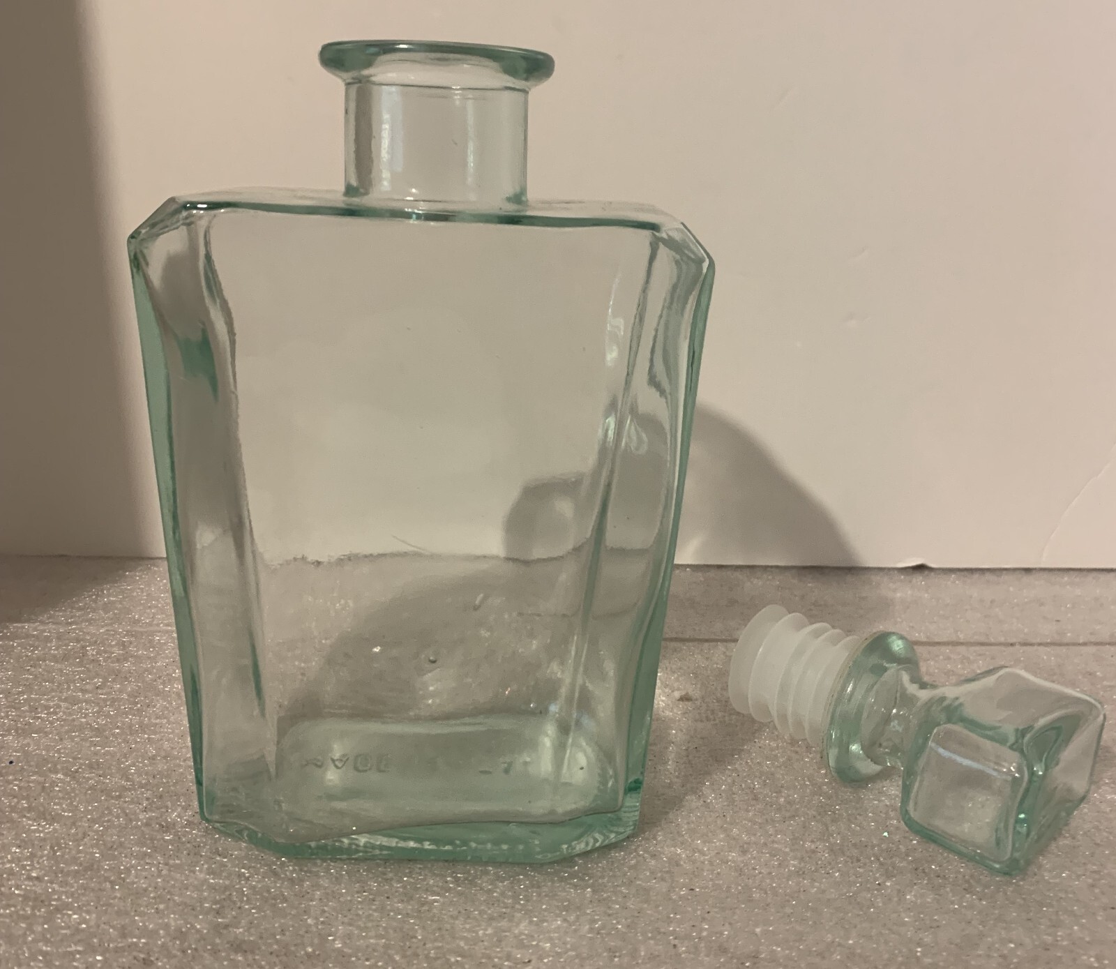 Italian Light Green Glass Decanter Handcrafted