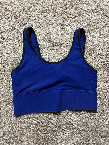 Women's Under Armour Sports Bra Size S Small Fitted Padded Racerback Blue - Picture 2 of 4