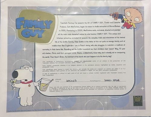 Family Guy Fox Animation Drawing Authentic - Road to Rhode Island Season 2 Ep 13 - Picture 5 of 7