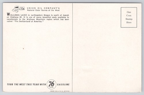 Postal Union Oil Wallowa Lake Northern Oregon OR Highway 82 76 Union Gasoline - Imagen 2 de 2