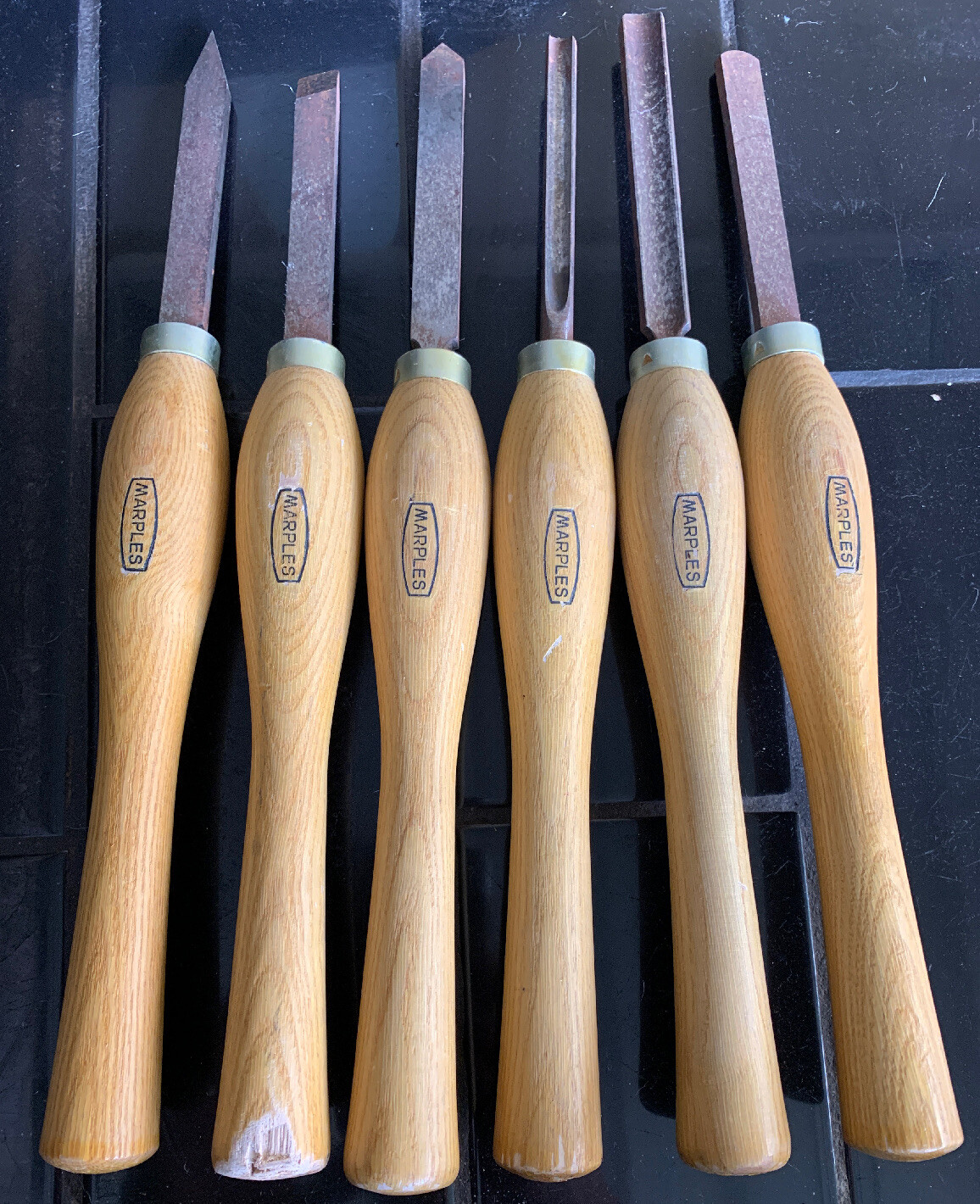 MARPLES 6 Six Piece Vintage Wood Carving sel Set MARPLES 6 Six Piece Vintage Wood Carving sel Set