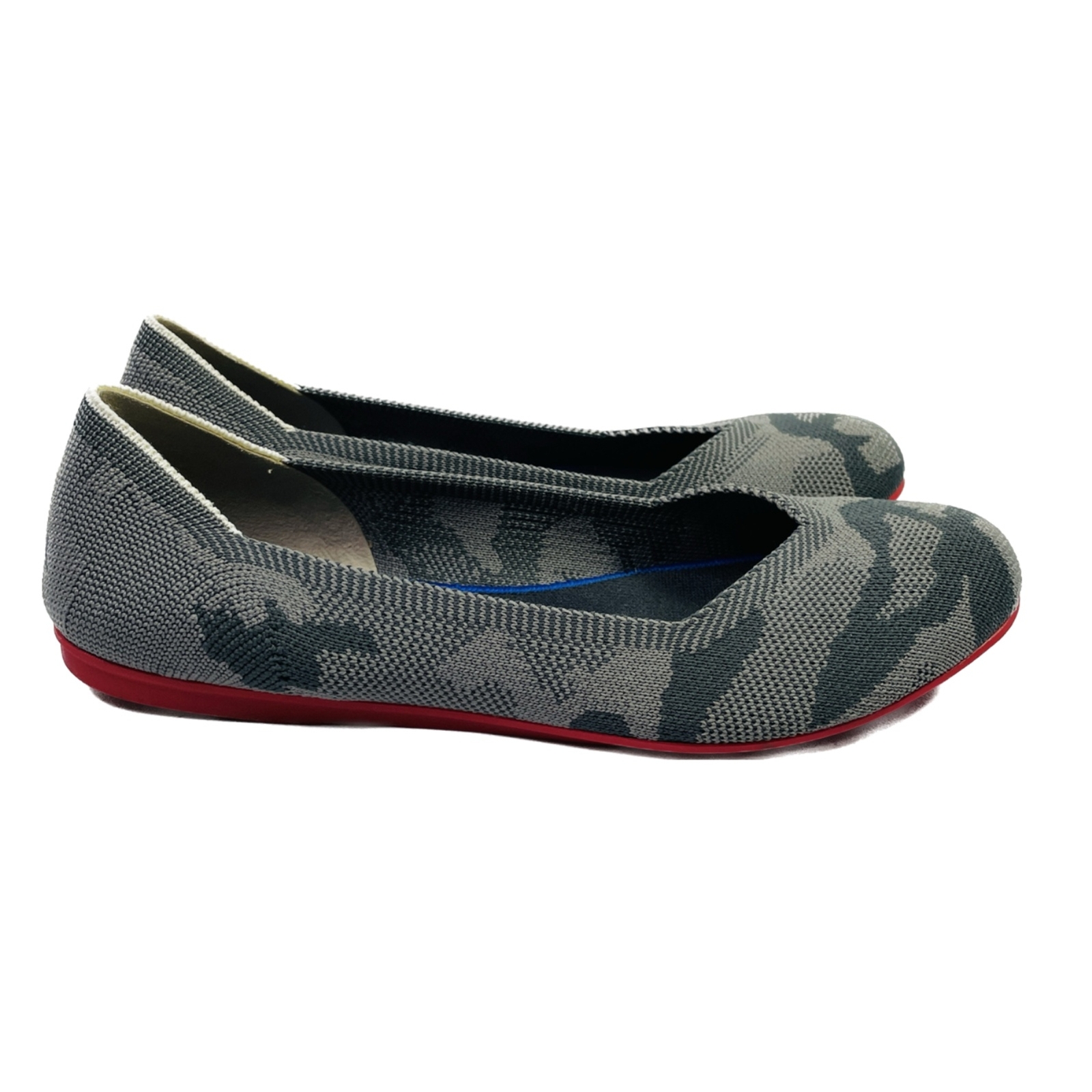 SAOLA Rothy's The Flat Grey Ciabatta Mimetica Donna 7M Suola Rossa Stampa Ritirata Punta Tonda