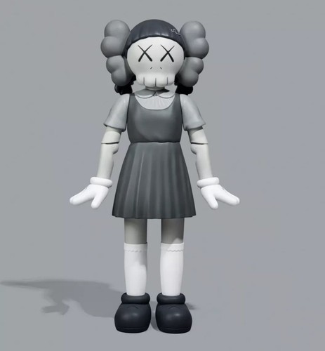 Set 2 personaggi KAWS YOUNG-HEE colorati e monotoni giochi di calamari in mano - Foto 2 di 5