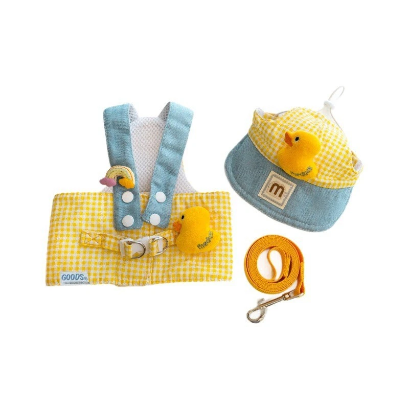 Dog Harness With Hat Cat Vest Leash Set Female Pet Clothes Puppy Collar Lead