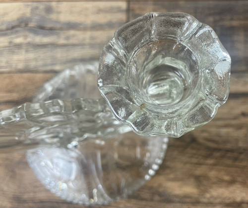 Vintage Candlestick Holder Iris and Herringbone Jeanette Double Clear Glass - Picture 9 of 13