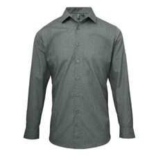 Premier Poplin Cross-Dye Roll Sleeve Shirt PR217 Casual Grey Shirts Small RAIL