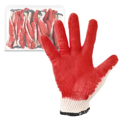 Red Latex Gloves 20 Pairs / Non-Slip Rubber Coated Work Gloves