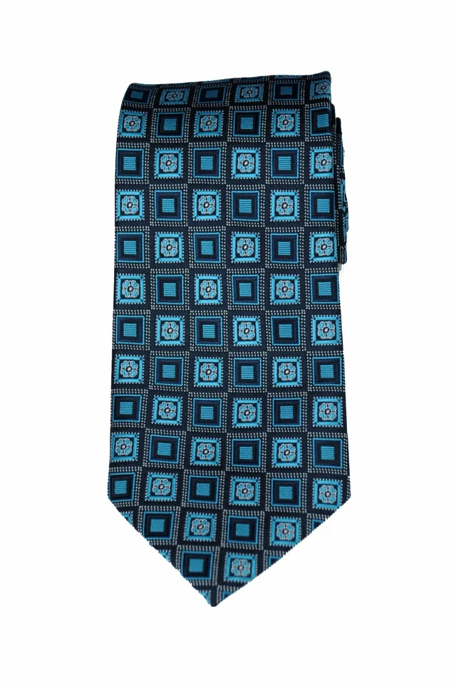 Corbata tejida geométrica negra turquesa Lord R Colton Studio nueva 56 x 3,25 Foto 2 de 3