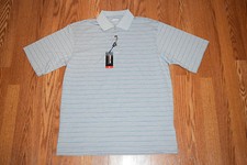 NWT Mens KIRKLAND Gray Striped Performance Play Dry Polo Shirt Size S Small