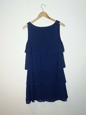 ZARA DRESS SIZE 10 8 SMALL NAVY BLUE LAYERED SLEEVELESS PARTY CHIFFON GG