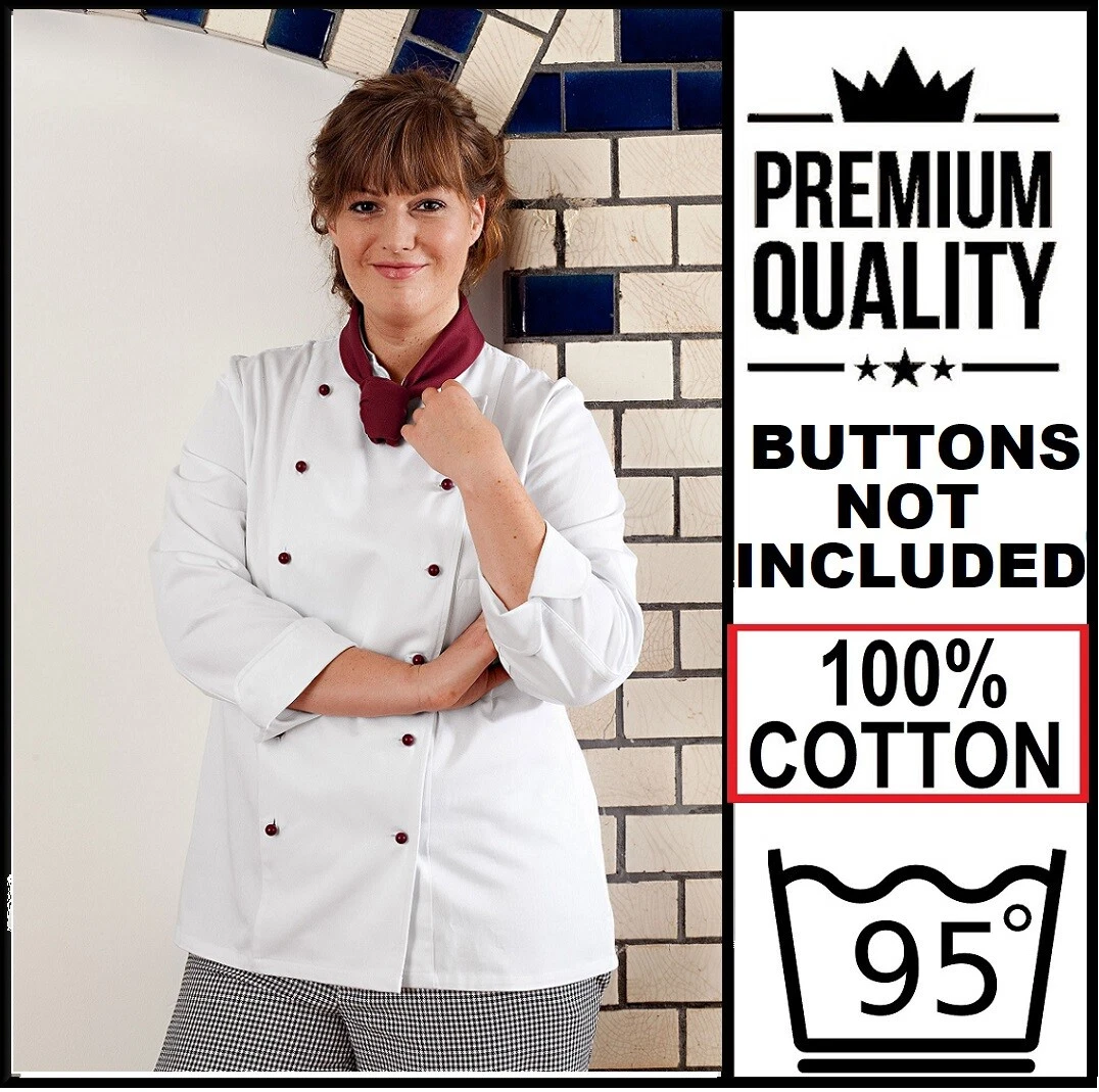 Ladies Woman White Chef Jacket Coat Uniform Premium Long Sleeved Plus Size  34 | eBay