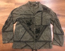 Chico  s Design Jacket Size 1 Womens Regular Long Sleeve Button Up Olive Green