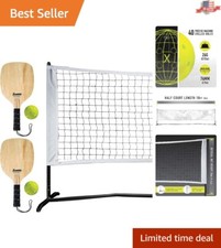 Easy Assembly Pickleball Practice Set with Wooden Paddles - Portable Court Net