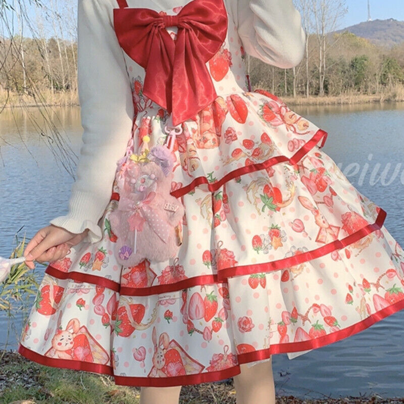 Japanese Women Lolita Jsk Party Dress Strawberry  Lolita Dress Kawaii  Strawberry - Lolita Collection - Aliexpress