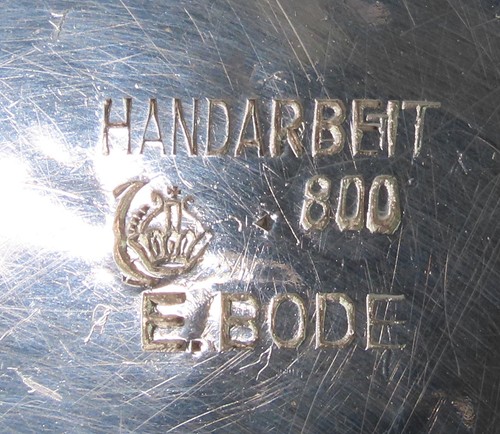 Handsome Set 4 VTG German 800 Silver Hand Hammered E. Bode Low Candlesticks - Picture 7 of 7