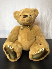 FAO Schwarz 160th Anniversary 13.5" Golden Monogram Teddy Bear Gold Detail