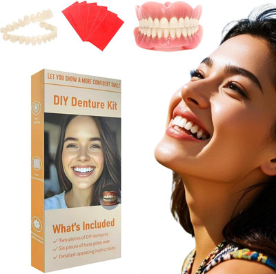 Denture Do It Yourself Full Set of Top and Bottom Fake Teeth to Create Your Perf