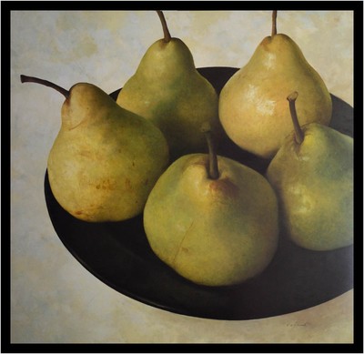 Fabrice De Villeneuve Poster Kunstdruck im Rahmen Classic Bartlett Pears 70x70cm