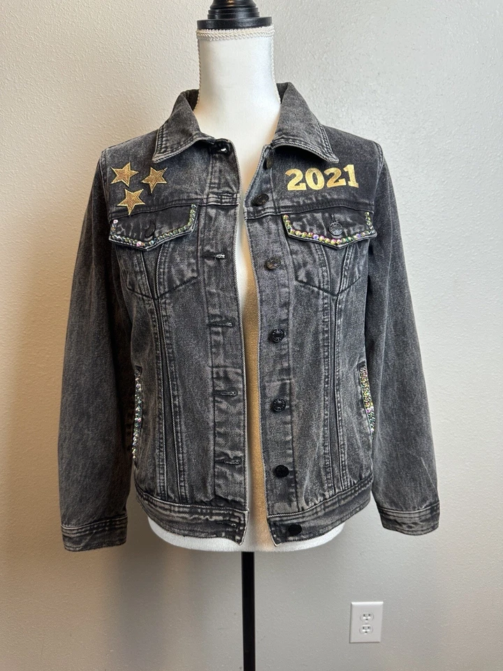 Angel Competition Bikinis Fashion Show Bedazzled Jean Jacket Size Small Rare - Image 2 of 4