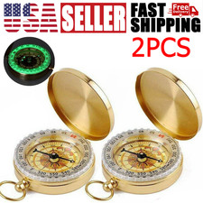 2PCS Brass Compass Keychain Portable Pocket W...