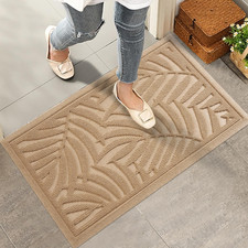 Front Door Mat Indoor Outdoor Entrance, Absorbent Resist Dirt 29" x 17" Beige