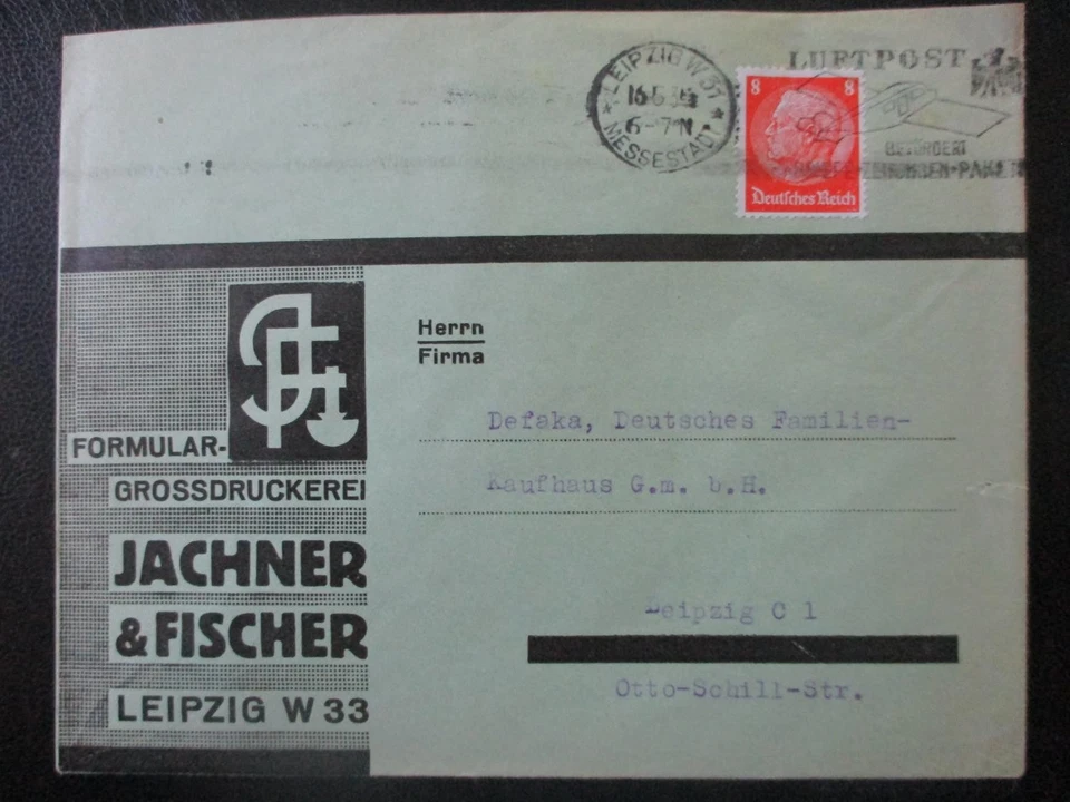 (X2451) Umschlag Druckerei Jachner & Fischer, Leipzig 1934 - Bild 1 von 1