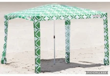 COOLCABANAS 5 Beach Cabana Sun Shade Shelter Tent - Large- Green Geometric