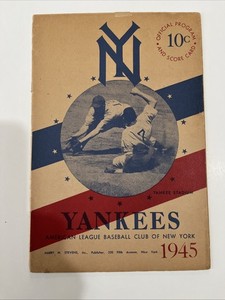 1945 NEW YORK YANKEES PROGRAM SCORECARD WASHINGTON SENATORS MLB BASEBALL RARE