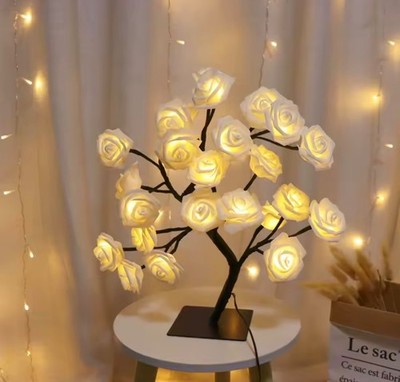 LED Rose Tree Table Lamp | USB & Powered Night Light | Home & Gift Decor