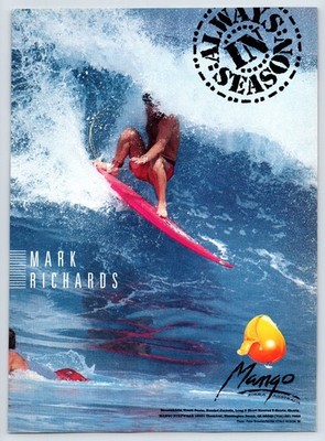 Mango Mark Richards Surfing 1986 Print Ad Totally 80s Fashion - 8.25 x 10.75