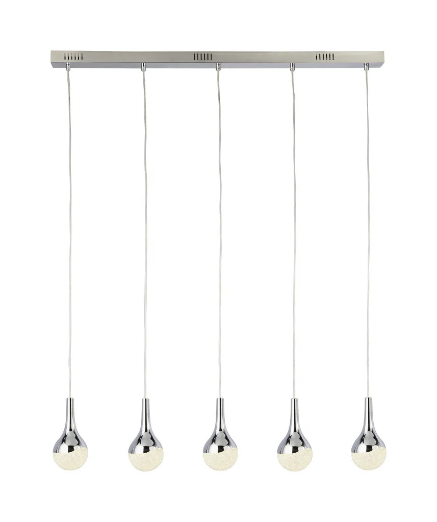 Ceiling Light Silver Wave Teardrop 5 LED Bar Chrome Searchlight 5855-5CC