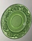 2 Vintage 5.5” Green Depression Glass Dessert Plates, Rosemary DUTCH Rose