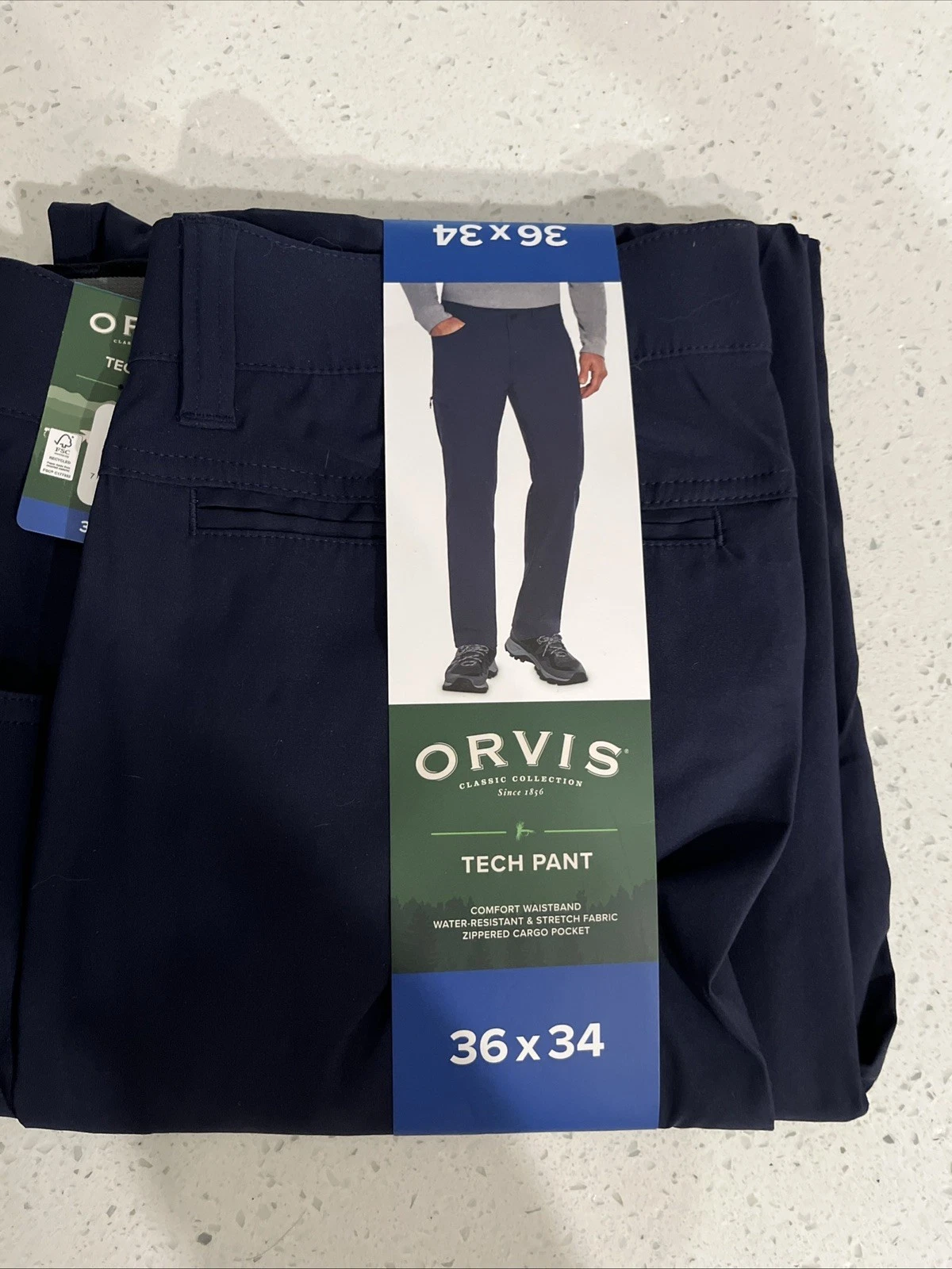 Orvis Men's Tech Pants 36 X 34 Blue Comfort Waistband , Water Resistant  image 1