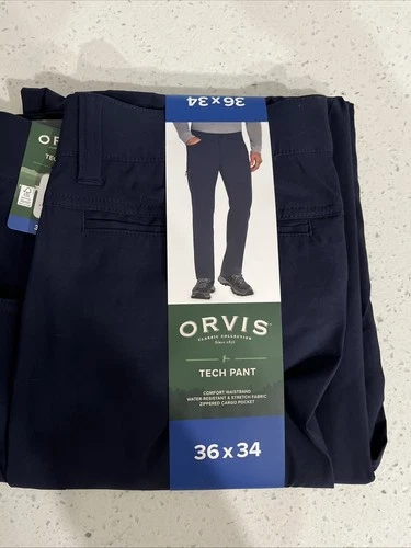 Orvis Men's Tech Pants 36 X 34 Blue Comfort Waistband , Water Resistant  - product listing photo
