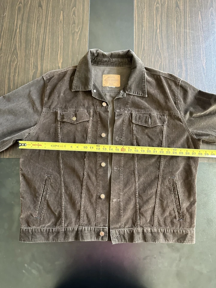 Jaqueta jeans masculina azul marinho antiga tamanho XXXL veludo marrom caminhoneiro mangas compridas - Imagem 4 de 4