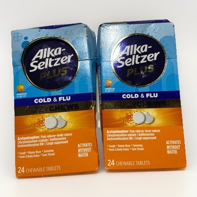 2 Pack Alka-Seltzer Plus Cold & Flu 24 Chewable Tablets Each Exp 06/30/2026