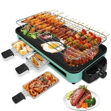 1500W Electric Indoor Grill,2 in 1 Smokeless Raclette Table Grill for Kitchen...