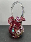 1996 Fenton Basket with Ruffled Edge Opalescent Signed #692