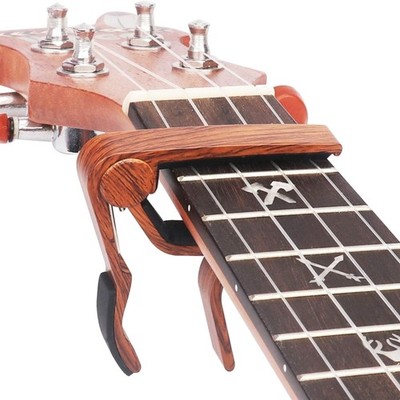 Ukulele Kapodaster Holzoptik Metall Capo für Sopran Bariton Gitarre Zubehör