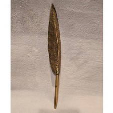 Vintage Gold Feather Quill Pen Desk Decor Office Library Display Prop Needs Ink