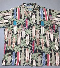 Reyn Spooner Mens Shirt Hawaiian SurfBoard Short Sleeve Button L or XL ReaD Size