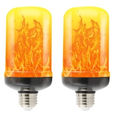 Led Flame Light Bulb, 2 Pack E26 Flickering Light Bulbs with 4 Modes, Faux Flame