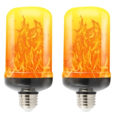 Led Flame Light Bulb, 2 Pack E26 Flickering Light Bulbs with 4 Modes, Faux Flame