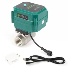 U. S. Solid Smart Motorized Ball Valve 3/4 in SS Plug Wifi Shutoff Manual Switch