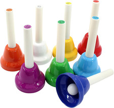 8Pcs Diatonic Colorful Metal Handbells Set, 8 Note Musical Bells for Holiday ...