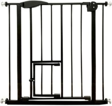 Baby Safety Gate Pet Dog Barrier Stair with Cat Flap Slate Guard Door 75-82cm
