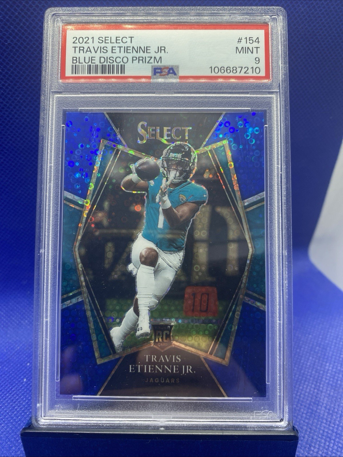 2021 Travis Etienne Jr. RC #154 Select Blue Disco Prizim 10 Gem Mint /25 Pop 1