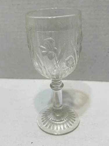 VTG Eight Iris and Herringbone Crystal Depression Glass Wine Goblet Replacement