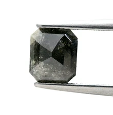 1.48 CT 6.5 MM EMERALD SHAPE DIAMOND BLACK COLOR BRILLIANT CUT NATURAL DIAMOND