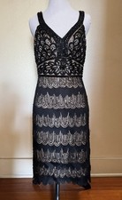  450 Sue Wong Nocturne Black Nude Mesh Beaded Evening Cocktail Dress Size 6 NEW